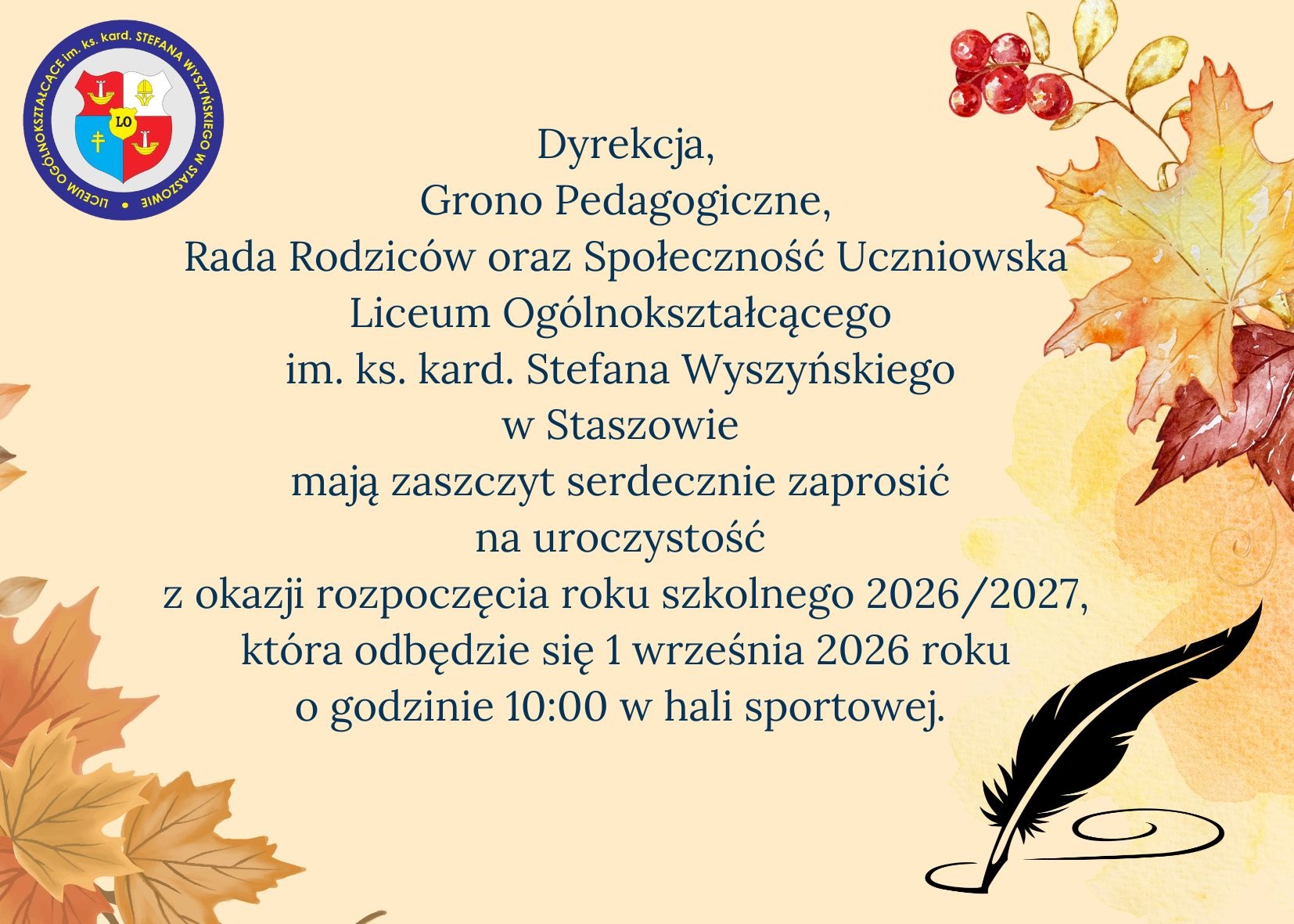 Rozpoczęcie roku szkolnego 2026/2027.