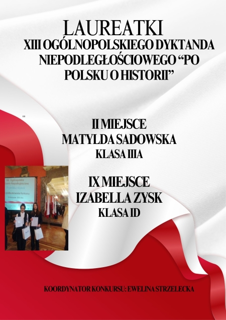 Sukces uczennic Liceum  w XIII Ogólnopolskim Dyktandzie Niepodległościowym