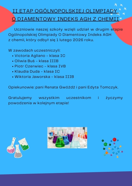 II ETAP OGÓLNOPOLSKIEJ OLIMPIADY O DIAMENTOWY INDEKS AGH Z CHEMII