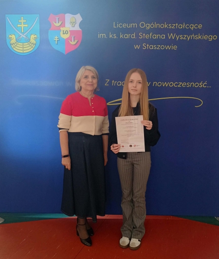 NASZA UCZENNICA LAUREATKĄ  XV OGÓLNOPOLSKIEGO KONKURSU JĘZYKA ŁACIŃSKIEGO